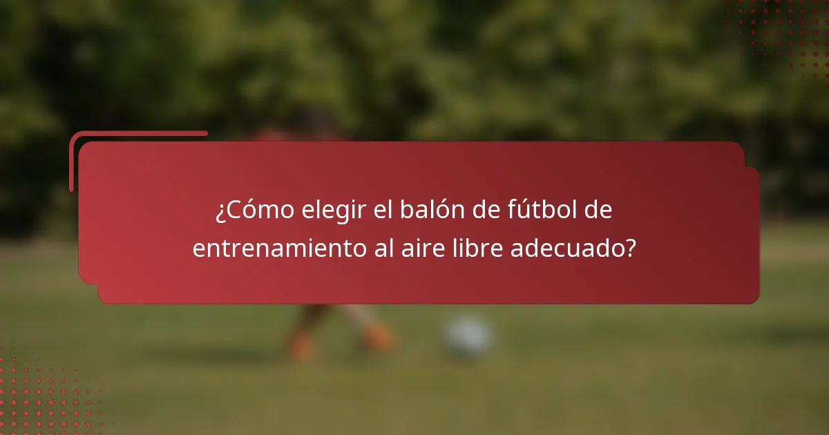¿Cómo elegir el balón de fútbol de entrenamiento al aire libre adecuado?