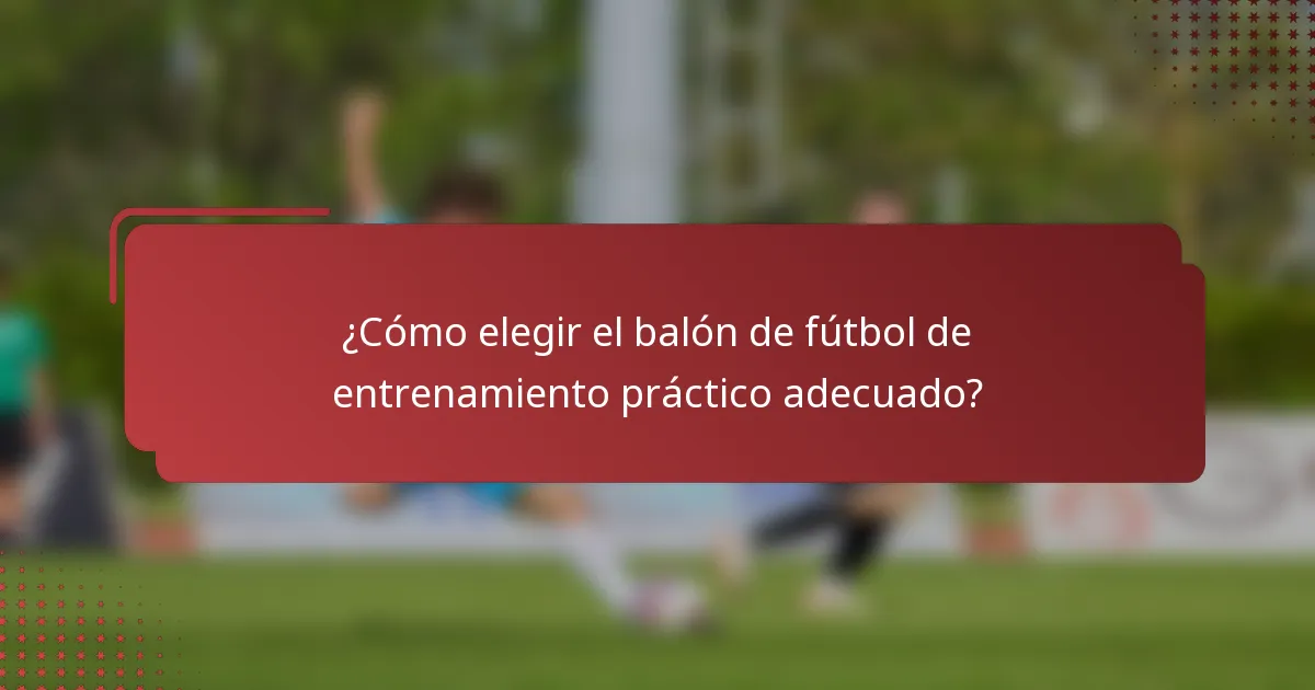 ¿Cómo elegir el balón de fútbol de entrenamiento práctico adecuado?