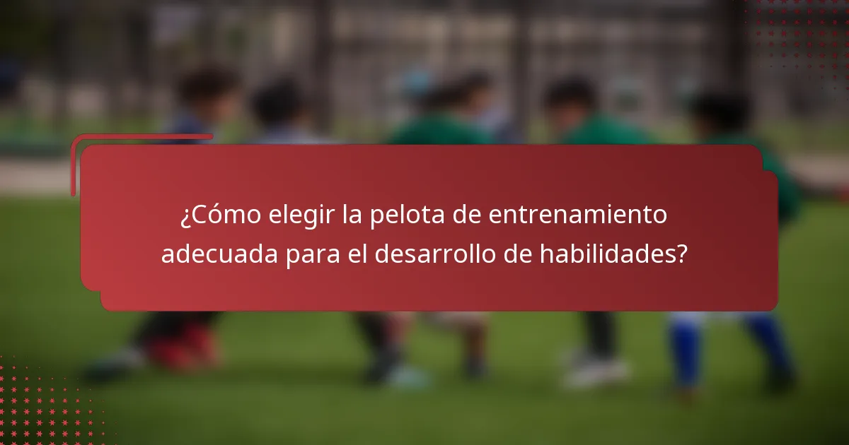 ¿Cómo elegir la pelota de entrenamiento adecuada para el desarrollo de habilidades?