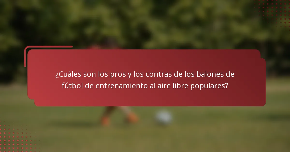 ¿Cuáles son los pros y los contras de los balones de fútbol de entrenamiento al aire libre populares?
