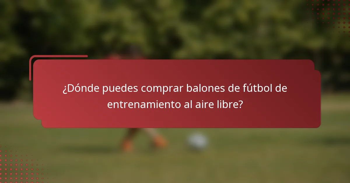 ¿Dónde puedes comprar balones de fútbol de entrenamiento al aire libre?