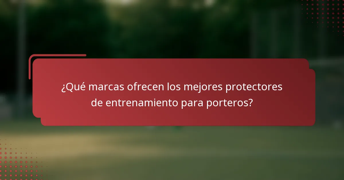 ¿Qué marcas ofrecen los mejores protectores de entrenamiento para porteros?