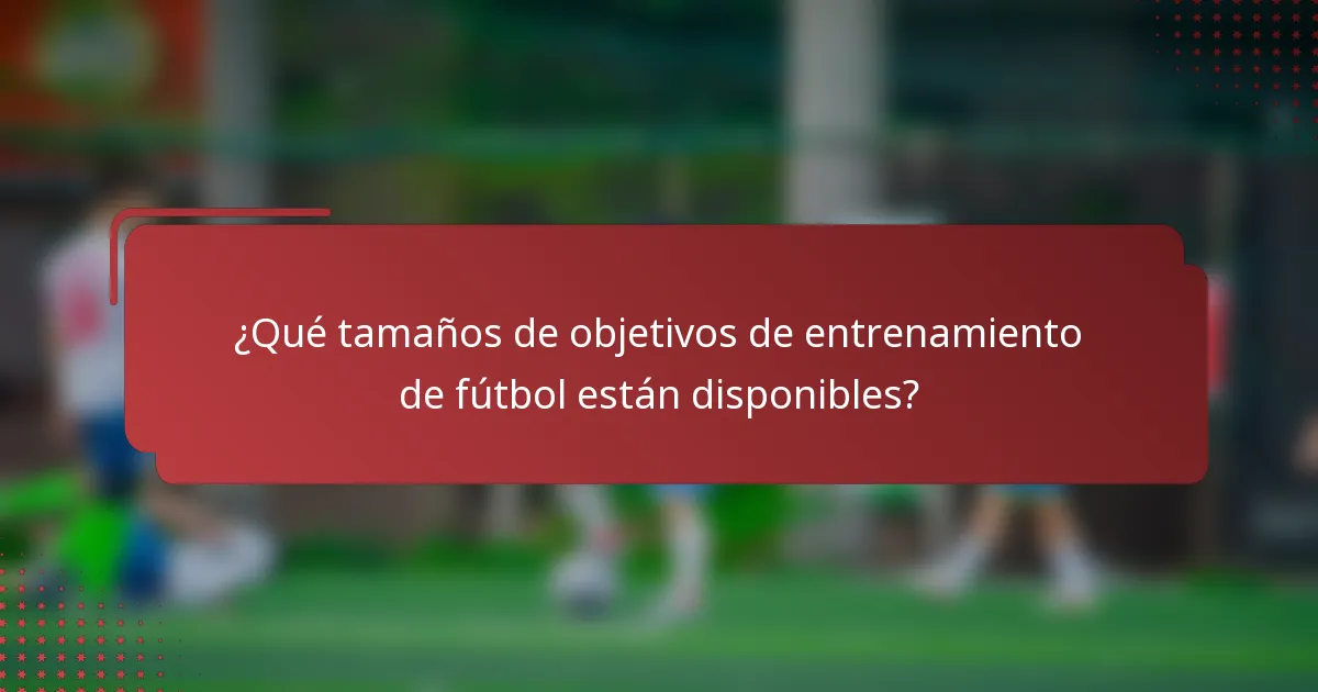 ¿Qué tamaños de objetivos de entrenamiento de fútbol están disponibles?